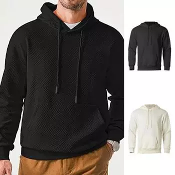 Осень-Весна Мужская толстовка с капюшоном с большим карманом, шнурком, длинными рукавами, толстый пуловер M абрикосовый