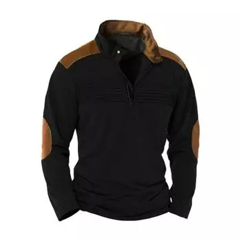 Осень-Весна, мужская толстовка, соответствующий цвету, в стиле пэчворк, на молнии с воротником-стойкой, ретро-пуловер с длинным рукавом, мягкий дышащий мужской повседневный топ средней длины XL верблюд