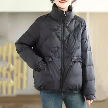 Осень-Весна-Зима Хлопковая подкладка свободная верхняя одежда женская повседневная свободная куртка Пальто M чёрный