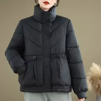 Осень-Весна-Зима Хлопковая подкладка свободная верхняя одежда женская повседневная свободная куртка Пальто M чёрный