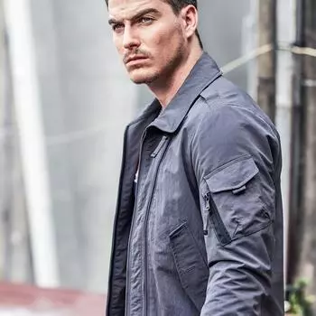 Осень верхней одежды подкладки ландшафта хлопка повседневная для пальто мужских курток M чёрный