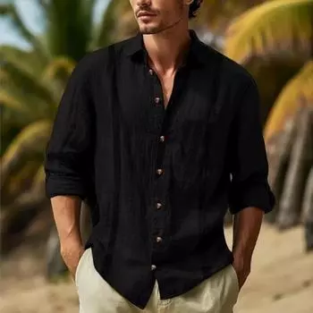 Осень-весна Мужская рубашка на пуговицах с воротником-стойкой Кардиган с длинными рукавами Кардиган Свободный, средней длины, повседневный, повседневный L небесно-голубой