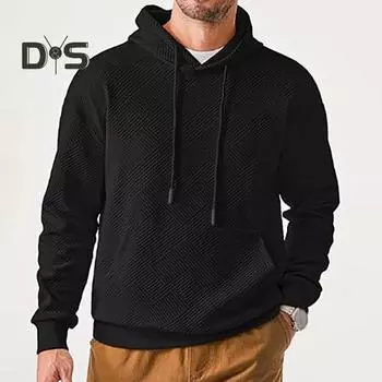 Осень-весна Мужская толстовка с капюшоном с большим карманом, завязками на шнурке, длинными рукавами, толстый пуловер средней длины, теплый свободный спортивный топ для мужчин M абрикосовый