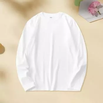 Осень-весна мужской облегающий топ с круглым вырезом, эластичный, с длинными рукавами, чистый цвет L абрикосовый