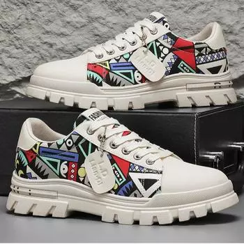 Осень-весна Новая мужская обувь Модная индивидуальная трендовая обувь Низкая повседневная обувь на платформе для работы и спорта Обувь для сноуборда 39 чёрный