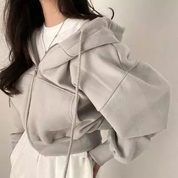 Осень-весна Женское пальто с капюшоном, завязками на шнурке, длинными рукавами, карманами, застежкой-молнией, эластичными манжетами M бежевый