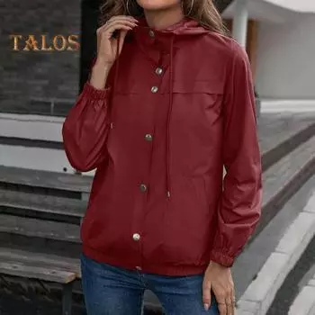 Осень-весна, женское уличное пальто, ветрозащитное, непромокаемое, с длинными рукавами, на молнии, с капюшоном, эластичные манжеты и подол, однотонные карманы, шнурок, для кемпинга, альпинизма S синий