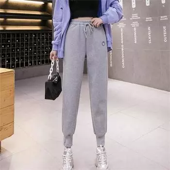 Осень-зима 2022, плотные теплые свободные женские спортивные штаны с эластичной резинкой на талии, однотонные повседневные шаровары, уличная одежда, спортивные штаны S чёрный