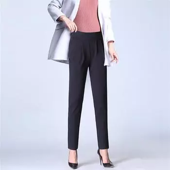 Осень-зима 2022, утепленные шаровары с высокой талией, узкие брюки-карандаш, повседневные модные брюки в стиле Харадзюку, узкие брюки, женские прямые брюки S чёрный