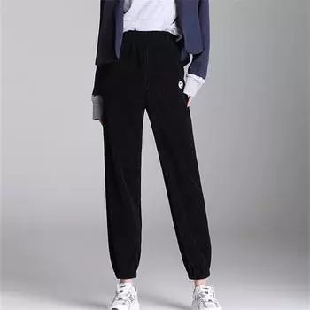 Осень-зима 2022, женские повседневные свободные брюки в стиле Харадзюку, женские спортивные флисовые спортивные штаны для бега, однотонные, толстые, теплые, женская уличная одежда S чёрный