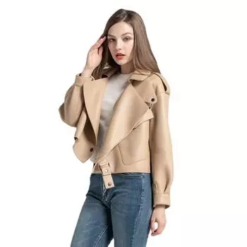 Осень-зима 2023, 26 цветов, женская куртка из натуральной кожи, новая мода, женское пальто из натуральной кожи XS Coat Bust 96cm красный