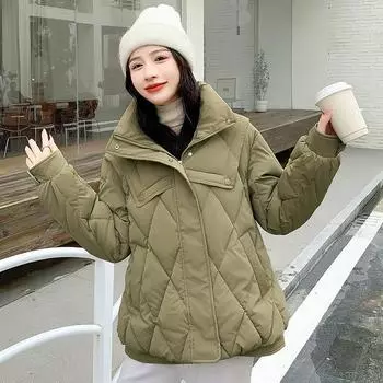 Осень-зима 2023. Куртка в студенческом стиле. Короткий пуховик. Свободная куртка-хлебка. M