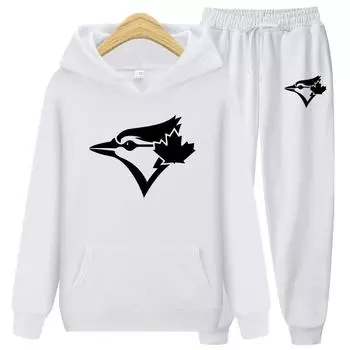 Осень-зима 2023, мужской комплект из двух предметов, мужской костюм с капюшоном с принтом «Синяя птица», флисовая толстовка, повседневные спортивные спортивные штаны, мужские спортивные костюмы L