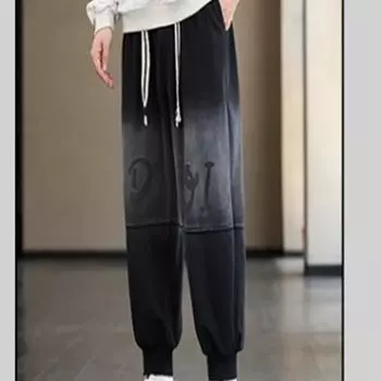 Осень-зима 2023, новые брюки для бега, мужские брюки на шнурке, повседневные удобные спортивные костюмы, спортивные штаны больших размеров M-8XL YBJYFK115 M чёрный