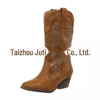 Осень/Зима 2023 Новые длинные сапоги большого размера для европейских и американских женщин - кожаные сапоги средней высоты US size 11 розовый