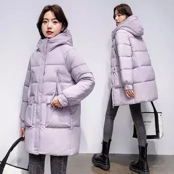 Осень-зима 2023, новый сезон, куртка женская с длинным капюшоном и двойной молнией, свободное пальто с капюшоном M чёрный