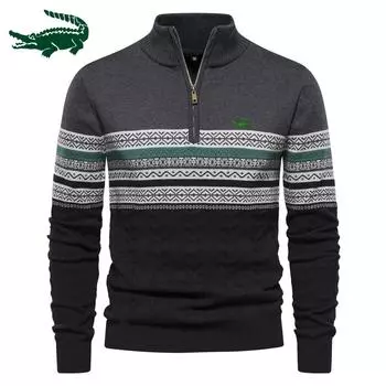 Осень/зима 2023, новый тренд, европейский размер, мужской свитер со стоячим воротником, вязаный свитер высокого качества с половиной молнии, универсальная мужская одежда высокого качества S