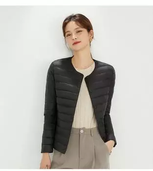 Осень-зима 2023, женский пуховик, тонкий, легкий, 90% белое пальто на утином пуху, парки, женская теплая верхняя одежда с длинными рукавами большого размера M бежевый