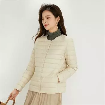 Осень-зима 2023, женский пуховик, тонкий, легкий, 90% белое пальто на утином пуху, парки, женская теплая верхняя одежда с длинными рукавами большого размера M бежевый