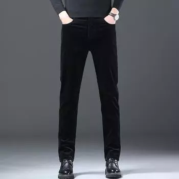 Осень/Зима 2024 г. Бархатные/Обычные мужские вельветовые хлопковые приятные для кожи свободные модные повседневные брюки с полосатым бархатом 28 серый
