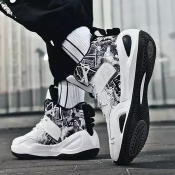 «Осень/зима 2024 г. Мужские дышащие кожаные высокие баскетбольные кроссовки Mandarin Duck – нескользящая обувь для тренировок студентов» 40