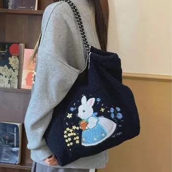 «Осень/Зима 2024 года, большая вместительная сумка через плечо из овчины» One Size