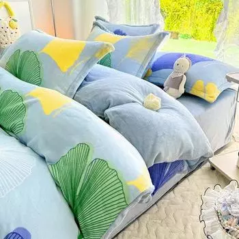 Осень/Зима 2024 Молочный флисовый набивной односпальный чехол Осень/Зима Утолщенный флисовый теплый пододеяльник 200x230 220x240 Only 2 pillowcases