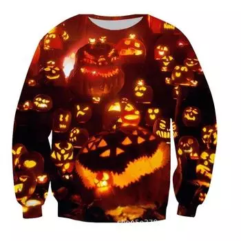 Осень-зима 3D-печатный рисунок в виде тыквы на Хэллоуин, толстовка с капюшоном, модный свободный большой повседневный свитер, топ, пуловеры и свитера с длинными рукавами для мужчин S