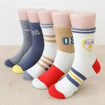 Осень-зима, 5 пар, детские носки-полы средней трубки с героями мультфильмов для мальчиков и девочек L