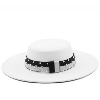 Осень-зима 9,5 см, фетровая шляпа с плоскими широкими полями, женская фетровая шляпа, женское сомбреро, джаз, мужской котелок, уличные винтажные цилиндры 56-58CM