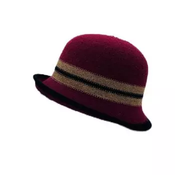 Осень-зима элегантные фетровые шляпы-ведра для женщин, полосатые мягкие шерстяные складные панамы для путешествий и вечеринок, шляпа рыбака, подарок для мамы (56-58Cm) adjustable бордовый