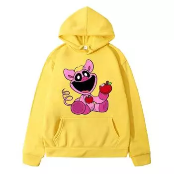 Осень-зима аниме толстовка флисовая толстовка Smiling Critters мультфильм толстовки y2k sudadera мальчик пуловер куртка детская одежда девочка 130 чёрный