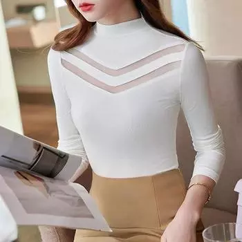 Осень/зима, белый вязаный свитер с высоким воротником, повседневные топы с длинными рукавами, модный тонкий пуловер, джемпер 29837 XXXXL белый