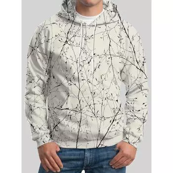 Осень-зима, блестящая лента, ветка, 3D-принт, мужская толстовка с капюшоном, животный узор, модный спортивный свитер с длинными рукавами S