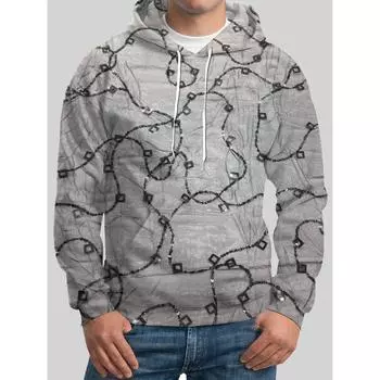 Осень-зима, блестящая лента, ветка, 3D-принт, мужская толстовка с капюшоном, животный узор, модный спортивный свитер с длинными рукавами S