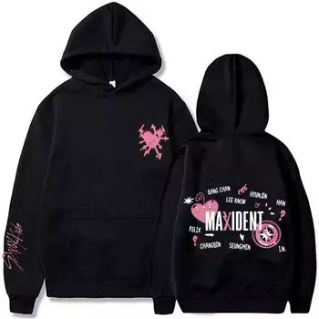 Осень-зима Большие размеры Мужская толстовка с капюшоном Stray Kids Корейская группа песен Трендовые модные свободные повседневные толстовки и свитшоты мужские S белый