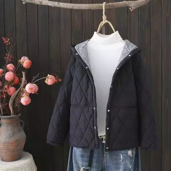 Осень Зима Большие Размеры Парки Женская Одежда Свободного Кроя Утепленная Куртка Мода С Капюшоном Разрез Тонкое Хлопковое Пальто XXXXL