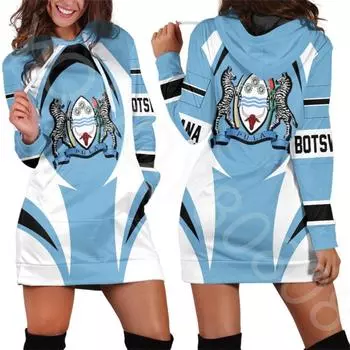 Осень-зима Ботсвана Флаг 3D Принт Толстовка Длинный рукав Толстовка Slim Fit Женский унисекс круглый вырез свитер спортивный костюм с капюшоном S