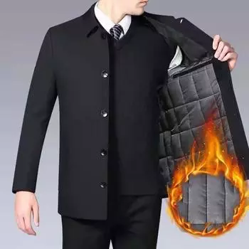 Осень-зима Деловые куртки Мужские офисные классические пальто Толстые теплые мужские куртки с воротником-стойкой Парки Повседневные 165cm