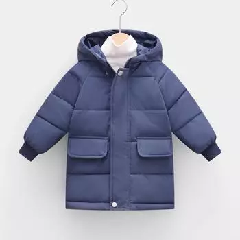 Осень-зима Детские пуховики для мальчиков Верхняя одежда Толстые куртки с капюшоном Девочки Хлопковые парки Куртки Детские толстые теплые хлопковые пальто 150cm чёрный