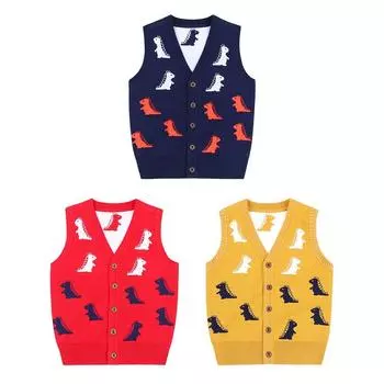 Осень-зима детский вязаный свитер, жилет, кардиган, детский свитер с v-образным вырезом для мальчиков, жилет на пуговицах, повседневная верхняя одежда для маленьких девочек, От 1 до 7 лет 130