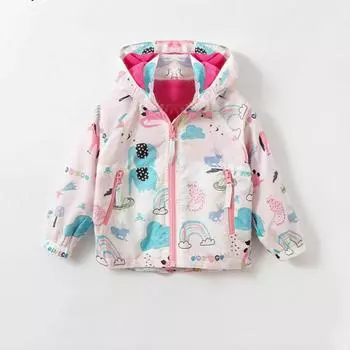 осень зима девочки Тренчкот флисовый утолщенный милый мультяшный принт детский с капюшоном на молнии кардиган куртка детский зеленый топы 2Y