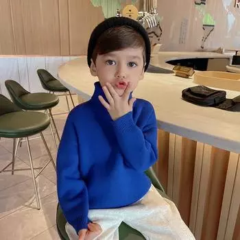 Осень-зима для мальчиков, флисовый трикотажный свитер, детская теплая повседневная водолазка, детские трикотажные топы, детская рубашка, однотонный свитер 160cm белый