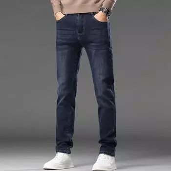 Осень-зима джинсы мужские модные облегающие прямые повседневные джинсовые брюки мужские однотонные узкие джинсы брюки полной длины мужские 30 серый