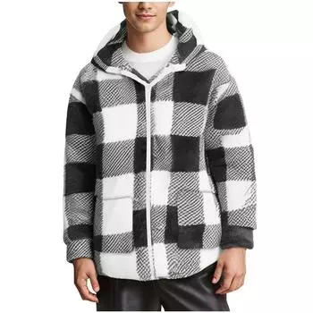 Осень-зима Ethos Plaid Casual с длинными рукавами и капюшоном кардиган на молнии пальто S красный