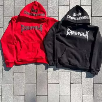 Осень-зима Европейский и американский стиль буква зубы свободный уличный индивидуальный тренд толстовка с капюшоном S чёрный