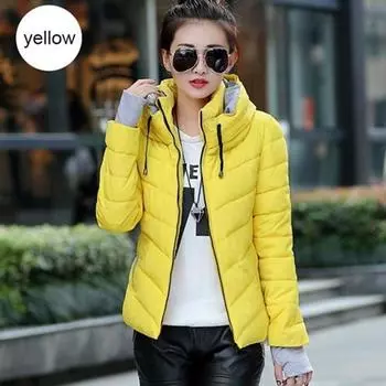 Осень-зима Горячая Распродажа Женская Мода Повседневная Тонкая Хлопковая Девушка Короткий Дизайн Милые Перчатки Теплая Куртка M небесно-голубой