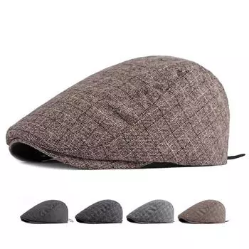 Осень-зима, хлопковый теплый берет, мужская винтажная кепка, клетчатая кепка вперед, женские шляпы художников в стиле Гэтсби, шляпа плюща для водителя Gorro Hombre Boina 55-59cm кофейный