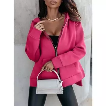 Осень-зима кардиган на молнии с капюшоном женский свитер модные элегантные толстовки с длинным рукавом свободные повседневные пальто женские флисовые рубашки одежда 1324 S коричневый