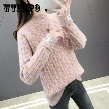 Осень-зима кашемировый свитер для женщин, пуловеры, свободные кашемировые свитера для женщин, свитер с длинным рукавом для девочек One Size